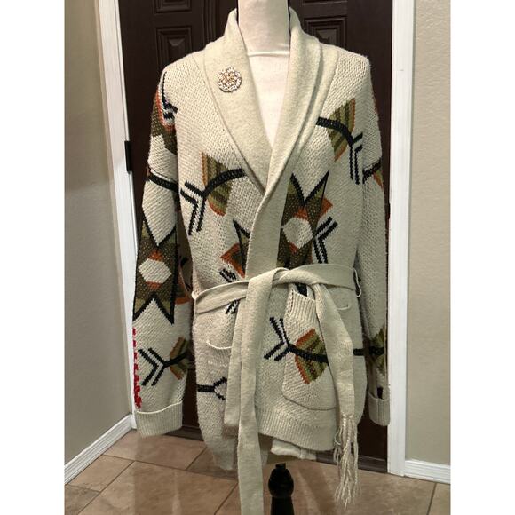 Southwest Design Belted Cardigan Sweater - Picture 2 of 7